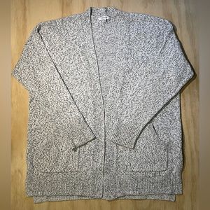 Madewell Midland Cardigan Heathered Gray Size M 100% Cotton Open Front w Pockets